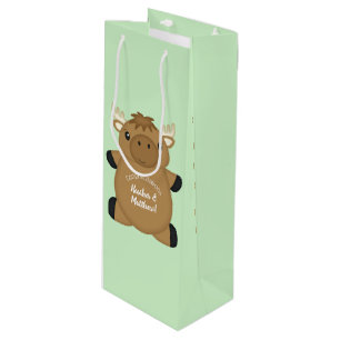 Sac Cadeau Pour Bouteille Baby shower d'orignal vert