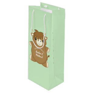 Sac Cadeau Pour Bouteille Baby shower écossais Highland Cow
