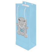 Sac Cadeau Pour Bouteille Baby shower Hippo bleu (Dos Angle)