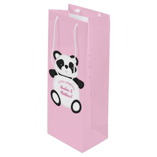 Sac Cadeau Pour Bouteille Baby shower Panda Bear (Devant Angle)