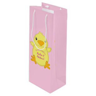 Sac Cadeau Pour Bouteille Baby shower rose