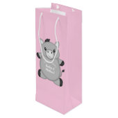 Sac Cadeau Pour Bouteille Baby shower rose âne (Dos Angle)