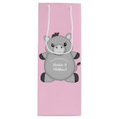 Sac Cadeau Pour Bouteille Baby shower rose âne (Devant)