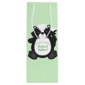 Sac Cadeau Pour Bouteille Baby shower Skunk Green (Dos)