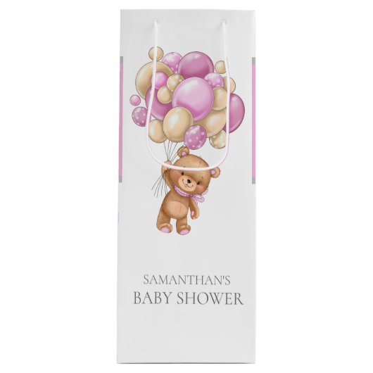 Sac Cadeau Pour Bouteille Baby shower Teddy Bearly Wait (Devant)