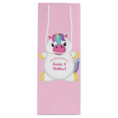 Sac Cadeau Pour Bouteille Baby shower Unicorne rose (Devant)