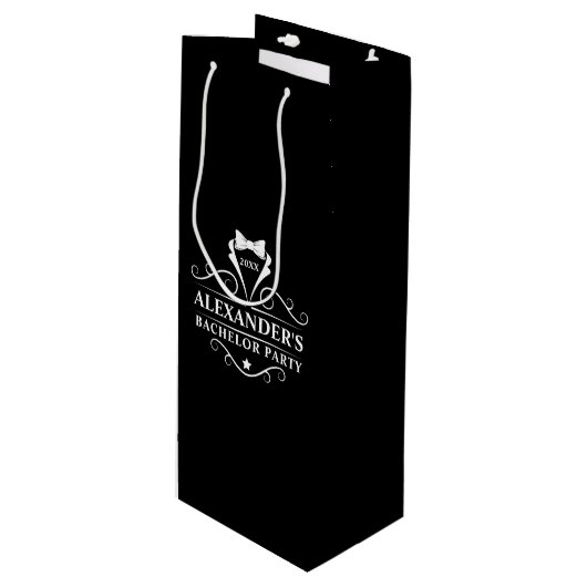 Sac Cadeau Pour Bouteille Bachelor Party Tuxedo Cravate noir (Devant Angle)