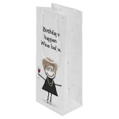 Sac Cadeau Pour Bouteille Baguette d'anniversaire Figure Girl avec verre de (Devant Angle)