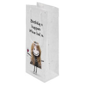 Sac Cadeau Pour Bouteille Baguette d'anniversaire Figure Girl avec vin rouge (Devant Angle)