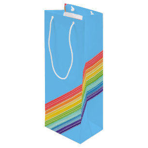 Sac Cadeau Pour Bouteille Bandes arc-en-ciel diagonales