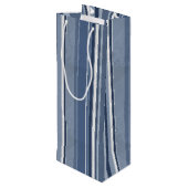 Sac Cadeau Pour Bouteille Bandes Bleues et blanches (Dos Angle)