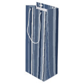 Sac Cadeau Pour Bouteille Bandes Bleues et blanches (Devant Angle)