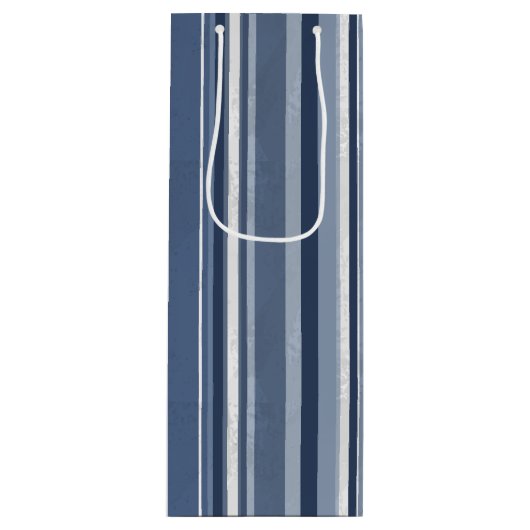 Sac Cadeau Pour Bouteille Bandes Bleues et blanches (Devant)