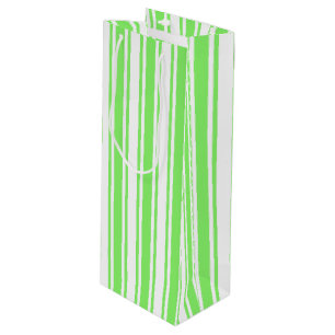 Sac Cadeau Pour Bouteille Bandes de bonbons vert et blanc de chaux