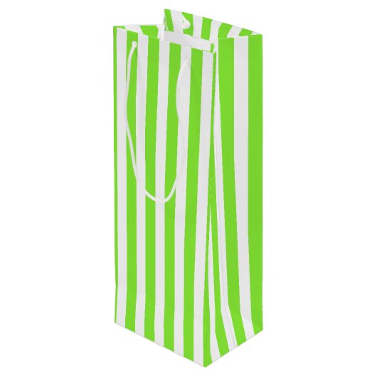 Sac Cadeau Pour Bouteille Bandes de bonbons vert et blanc de chaux (Dos Angle)