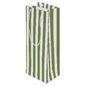 Sac Cadeau Pour Bouteille Bandes de bonbons vert olive et blanc (Dos Angle)