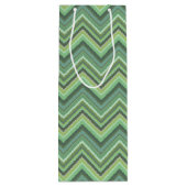 Sac Cadeau Pour Bouteille Bandes de zigzag vert olive (Dos)