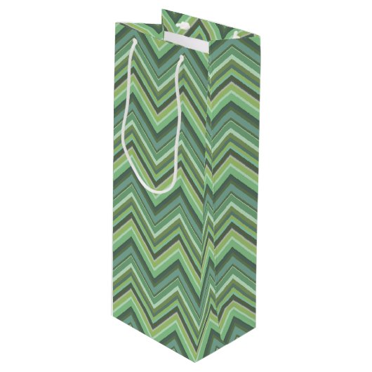 Sac Cadeau Pour Bouteille Bandes de zigzag vert olive (Devant Angle)