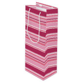 Sac Cadeau Pour Bouteille Bandes roses (Devant Angle)