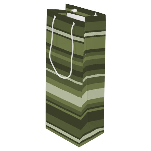 Sac Cadeau Pour Bouteille Bandes vert olive (Devant Angle)