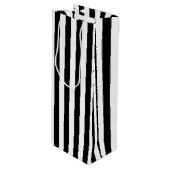 Sac Cadeau Pour Bouteille Bandes verticales en noir et blanc (Devant Angle)