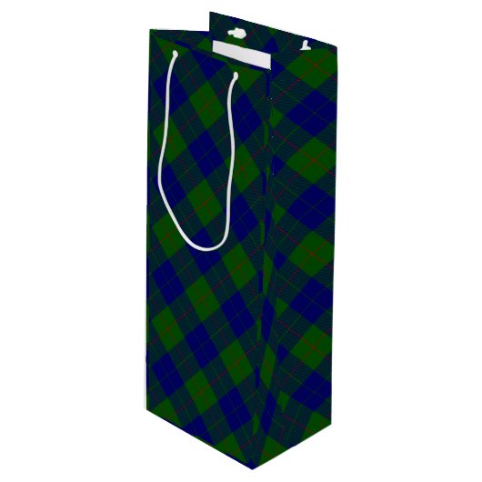 Sac Cadeau Pour Bouteille Barclay clan tartan bleu vert plaid (Devant Angle)
