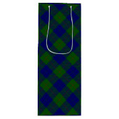 Sac Cadeau Pour Bouteille Barclay clan tartan bleu vert plaid (Devant)