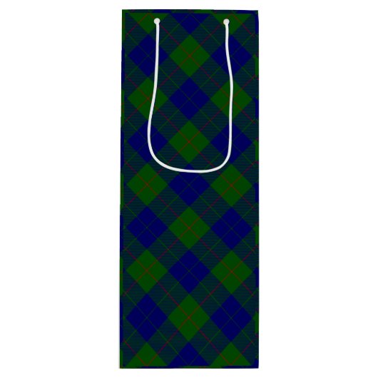 Sac Cadeau Pour Bouteille Barclay clan tartan bleu vert plaid (Devant)
