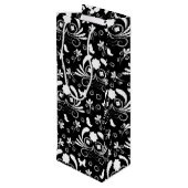 Sac Cadeau Pour Bouteille Baroque Noir Damassé Botaniques (Dos Angle)