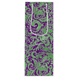 Sac Cadeau Pour Bouteille Batik floral vert pourpre
