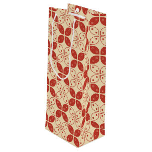 Sac Cadeau Pour Bouteille Batik Kawung, motif indonésien, javanais, ethnique