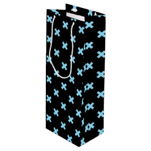 Sac Cadeau Pour Bouteille Bébé croix bleu coutures sur noir