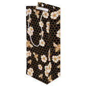 Sac Cadeau Pour Bouteille Bee and Flowers Pattern (Dos Angle)