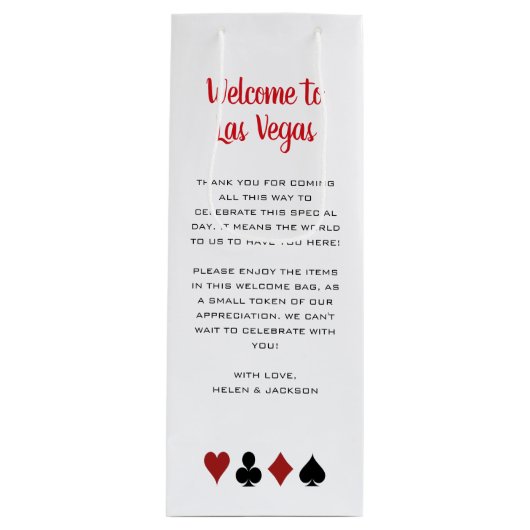Sac Cadeau Pour Bouteille Bienvenue à Las Vegas Mariage Guest Merci invité (Devant)