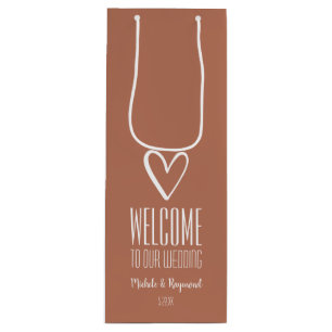 Sac Cadeau Pour Bouteille Bienvenue à Notre Mariage Terracotta