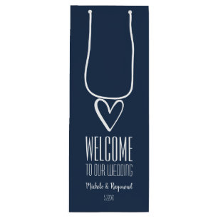 Sac Cadeau Pour Bouteille Bienvenue à Notre Marine Mariage Bleue