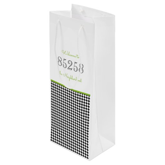 Sac Cadeau Pour Bouteille Bienvenue dans le Zip Code Voisin Noir Vert (Dos Angle)