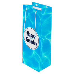 Sac Cadeau Pour Bouteille Billard bleu clair eau photo Anniversaire