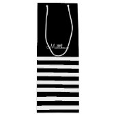Sac Cadeau Pour Bouteille Black | White Stripe Motif Wedding Favor (Devant)