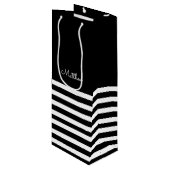 Sac Cadeau Pour Bouteille Black | White Stripe Motif Wedding Favor (Devant Angle)