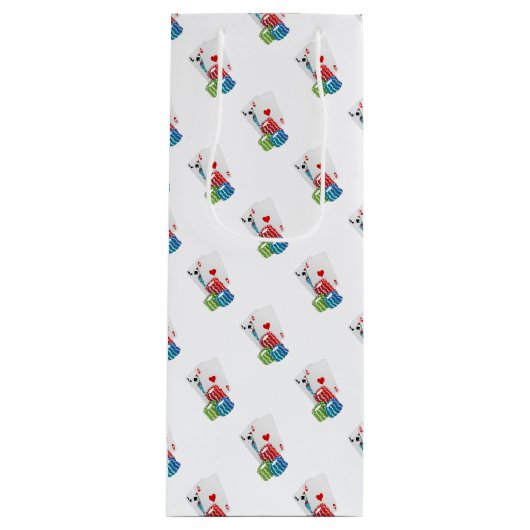 Sac Cadeau Pour Bouteille Blackjack avec jetons de poker (Devant)