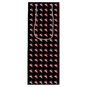 Sac Cadeau Pour Bouteille blanc rouge noir Santa Hat motif Noël
