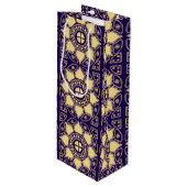 Sac Cadeau Pour Bouteille Bleu et or (Devant Angle)