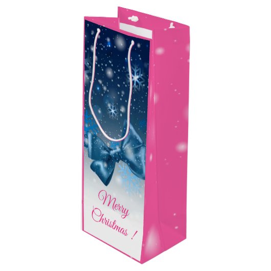 Sac Cadeau Pour Bouteille Bleu hiver (Devant Angle)