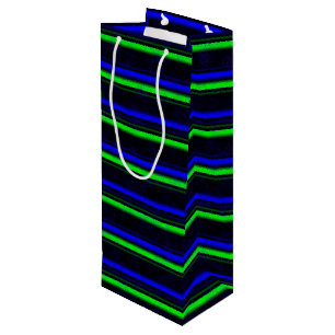 Sac Cadeau Pour Bouteille Bleu Noir Grandes Vertes