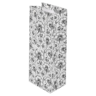 Sac Cadeau Pour Bouteille Bleu noir joli fleurs sans couture motif