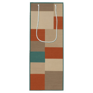 Sac Cadeau Pour Bouteille Blocs Géométriques Modernes Sarcelle & Beige
