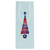 Sac Cadeau Pour Bouteille Blue Nordic Christmas Reindeer Pair (Dos)