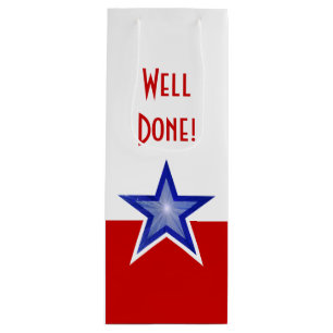 Sac Cadeau Pour Bouteille Blue Star Red print Bravo !