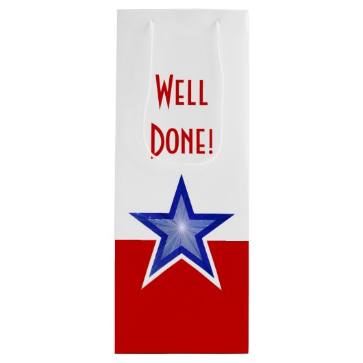 Sac Cadeau Pour Bouteille Blue Star Red print Bravo ! (Devant)